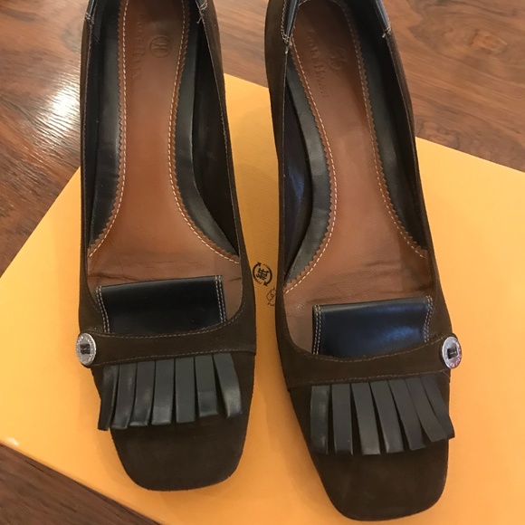 COLE HAAN SUEDE HEELS (Brown) - Picture 2 of 8